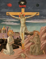 Christus aan het kruis, aanbeden door Sint-Hieronymus en Sint-Franciscus